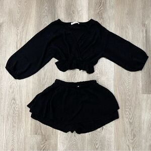 Blu Blush Matching Top and Skort (Shorts with Skirt) - Black - Size Small